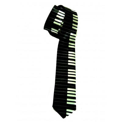 2" Inch Piano Keyboard Necktie, Black   